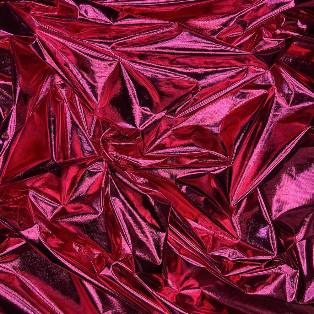 Oh Sew Crafty Limited Fuchsia Jersey Foil Craft Metallic Look Dressmaking Fabric Stretchy 147Cm Wide Per Metre (Fuchsia)