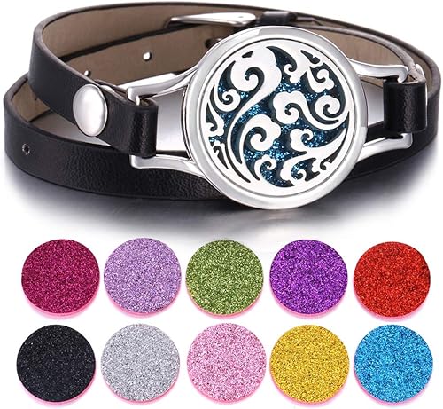 Pulsera difusora de aceites esenciales, correa de cuero negro, regalo único para mujeres, niñas en cumpleaños y Navidad, regalos económicos para