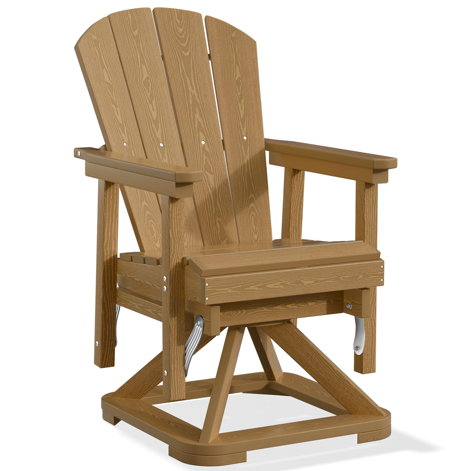 PLUUV Adirondack Swivel Glider Chair, 360° Swivel &amp; Smooth Glide, Brown