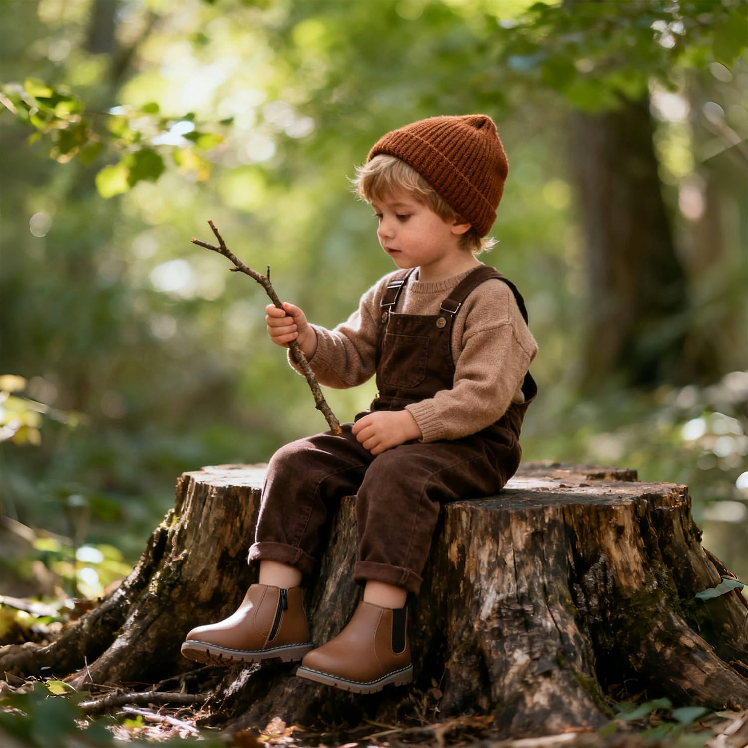 Sawimlgy Toddler Boys Girls Classic Hiking Boots PU Leather Outdoor Four Seasons Ankle Sneaker High Top Durable Rubber Sole Casual Shoes - Image 3