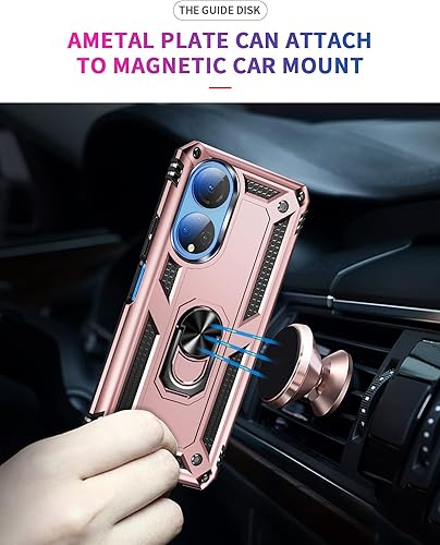 Miniatura 2 de Compatible con Honor X7, funda híbrida resistente con soporte giratorio y placa magnética para Honor X7