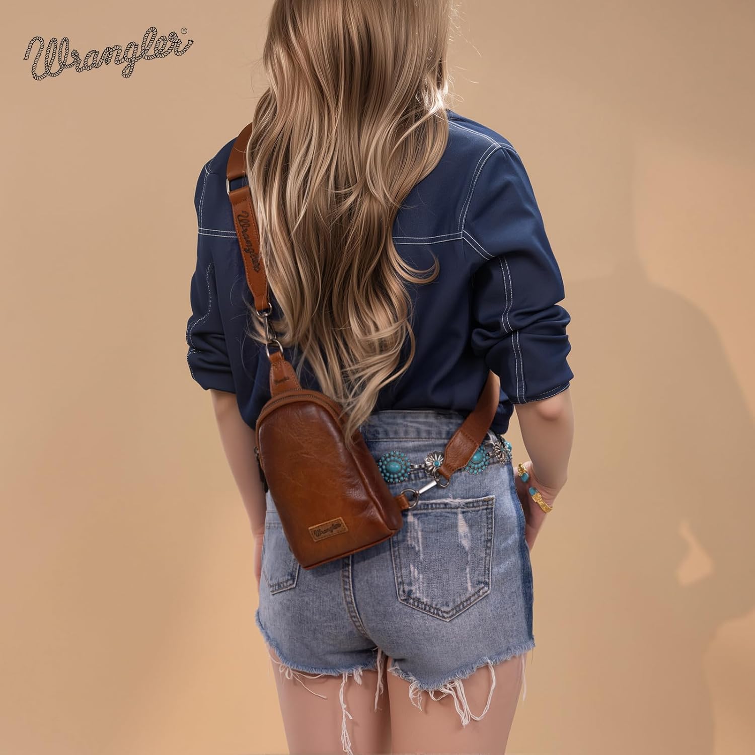 Wrangler Small Sling Bag for Women, Leather Crossbody Bags Cross Body Purse Fanny Packs with Adjustable Strap for Gift - Image 3