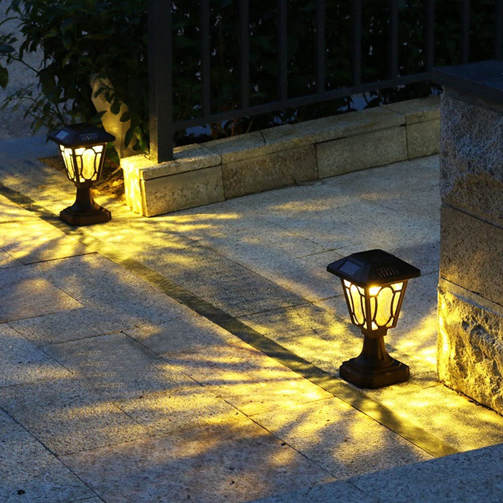 RCIDOS 1-pak Solarne Lampy Kolumnowe LED Szklane Oprawy Oświetleniowe IP54 Wodoodporna Aluminiowa Osłona Słupka Ogrodzeniowego Zewnętrzne Lampy Ogrodowe Na Patio Oświetlenie Ścieżki