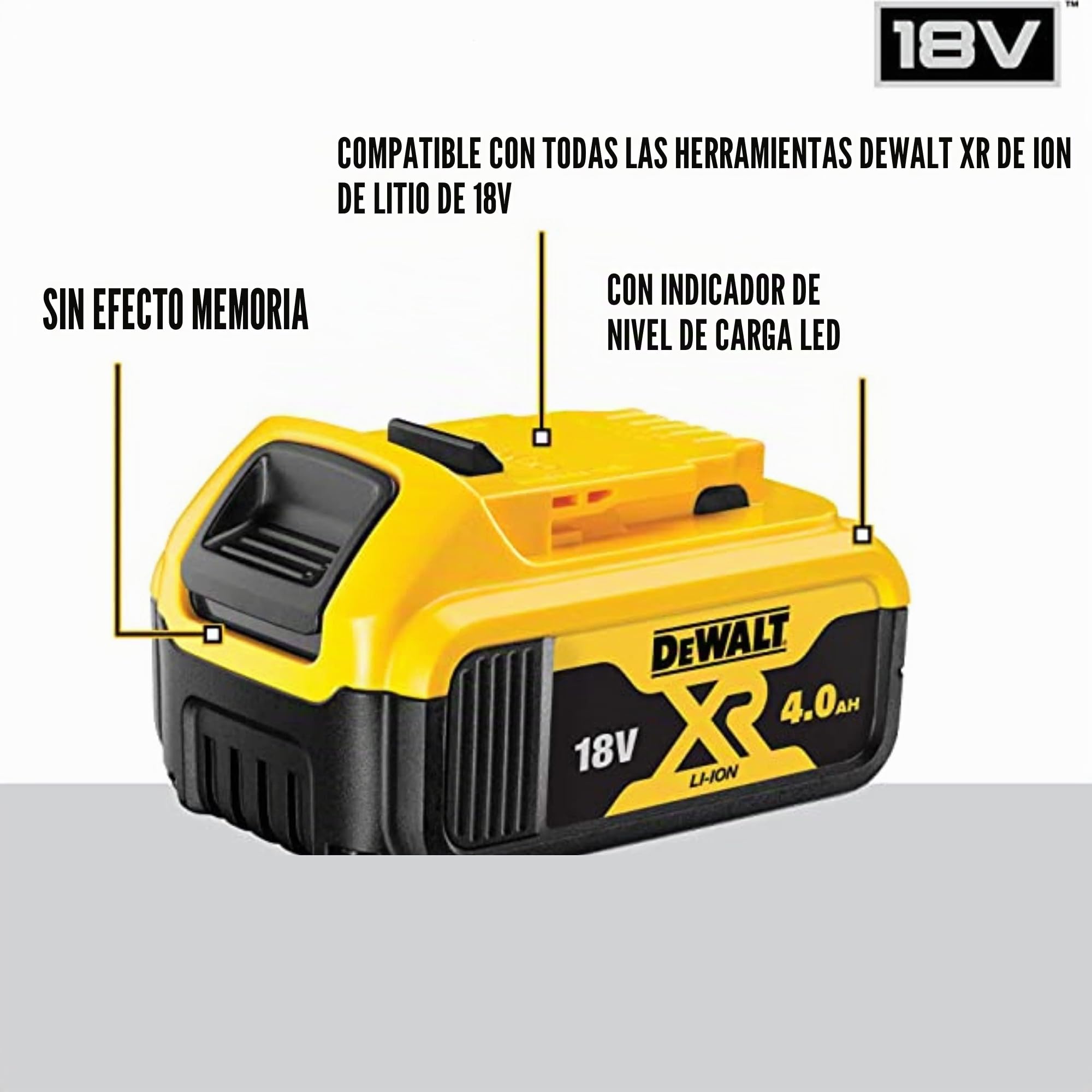 DEWALT DCV100-XJ - Soplador Compacto XR 18V, Sin Cable, Extensión de Tubo y Adaptador de soplado o succión incluidos, Sin Cargador/batería & DCB182-XJ Batería Carril XR 18V Li-Ion 4, Negro y Amarillo