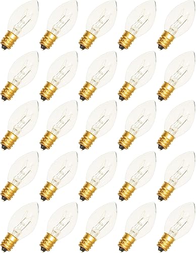 EST. LEE DISPLAY L D 1902 Bombillas incandescentes transparentes transparentes, C7 E12, reemplazo constante, 7 vatios, caja de 25