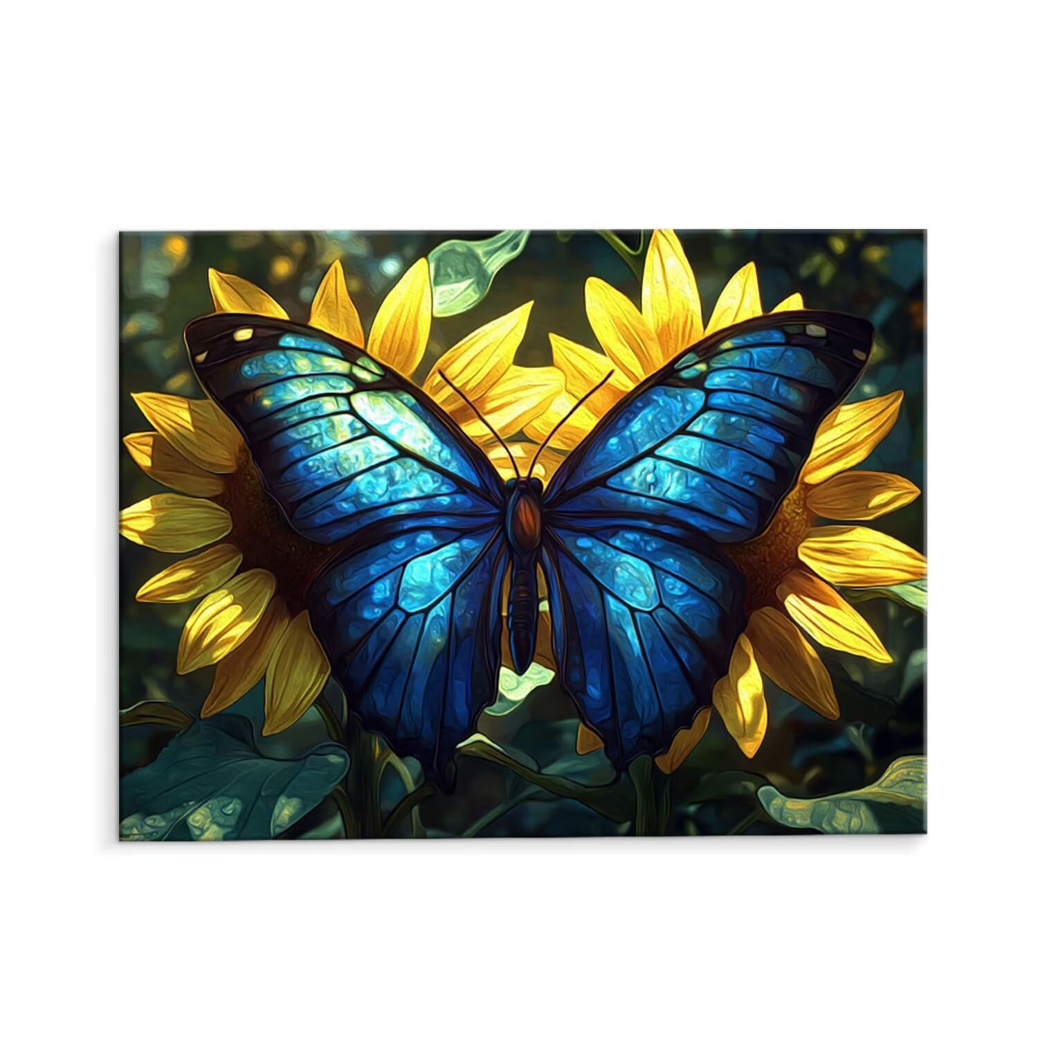 Paint by Numbers Kit for Adults - Butterfly Sunflower Paint by Number Kits on Canvas for Beginners, DIY Acrylic Watercolor Oil Number Painting Kits Home Wall Decor Gift 20x28 Inch (Without Frame) H371