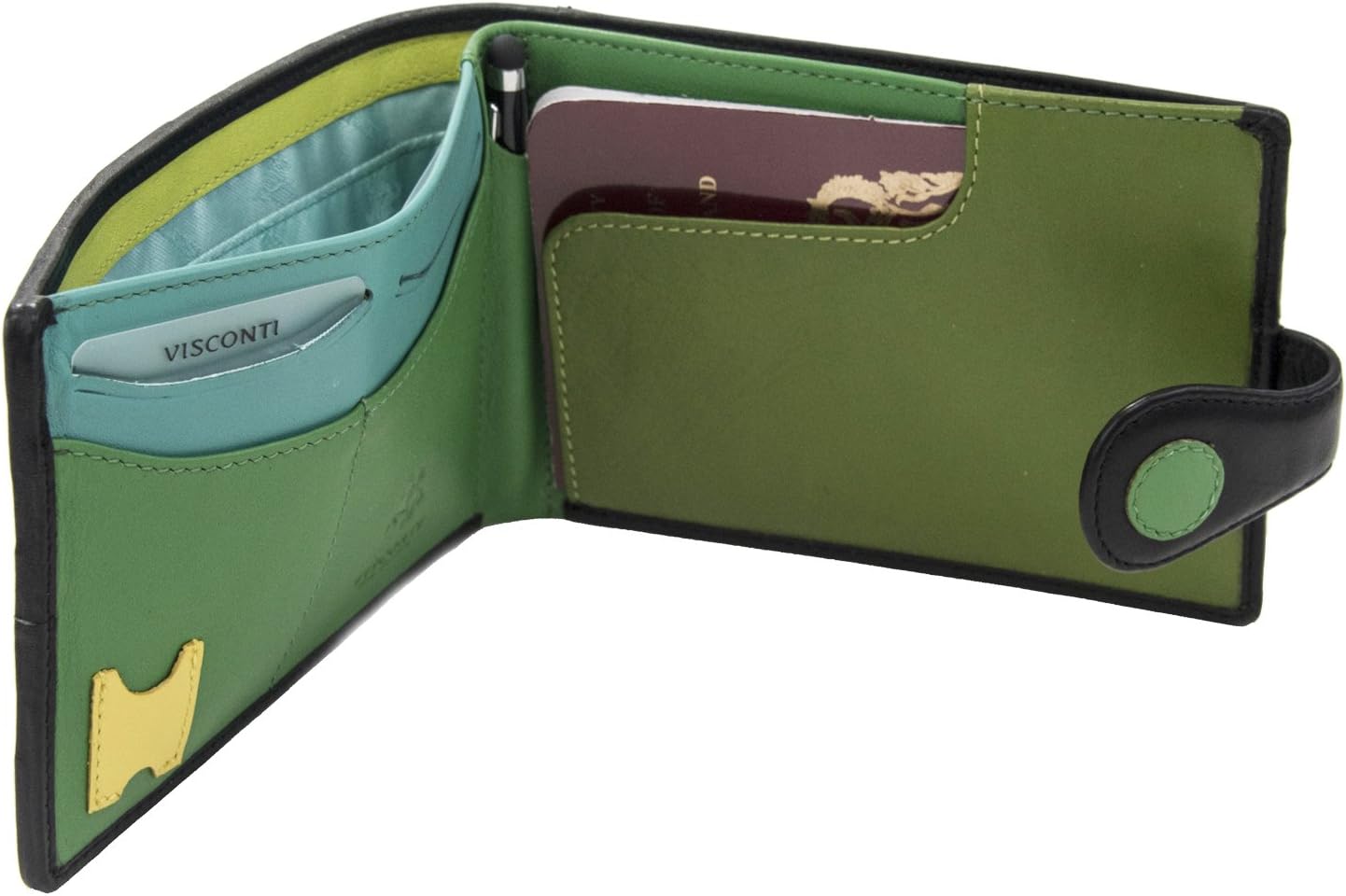 Visconti Genuine Leather P5 Polka Secure RFID Blocking Passport Travel Wallet (Lily Pad)