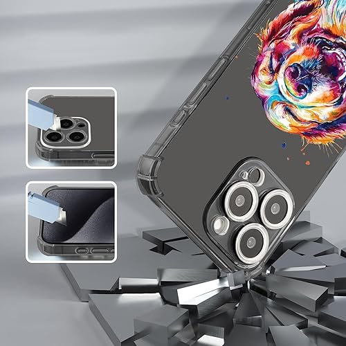 Vista 311 de Roemary Buffertech - Funda protectora para iPhone 13 Pro Max con diseño Golden Retriever, diseño de arcoíris con protector de pantalla