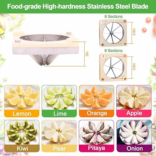 Miniatura 4 de Cortador de limón comercial con 6 cuñas8 cuñas, cuchillas de acero inoxidable 420 en forma de V, hoja de cuña fácil, cortador de frutas y lima,