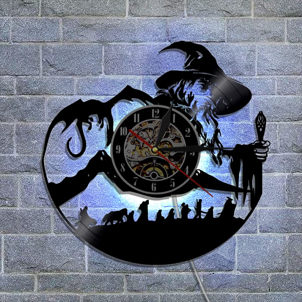 Orologio da parete in vinile, a tema "Il signore degli anelli" con funzione di luce notturna a LED, un orologio da parete regalo per gli innamorati.