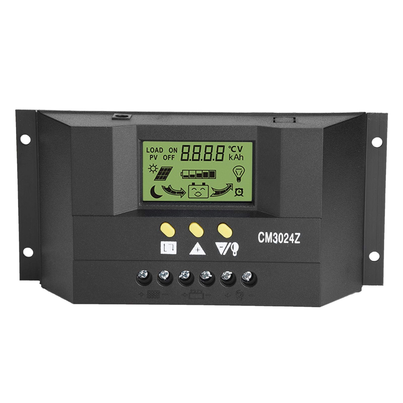 Dual-USB-Solarladeregler, PWM Intelligenter Solarpanel-Laderegler Regler LCD-Display 12V 24V 30A zum Anschließen von Batterie, Solarpanel und DC-Last