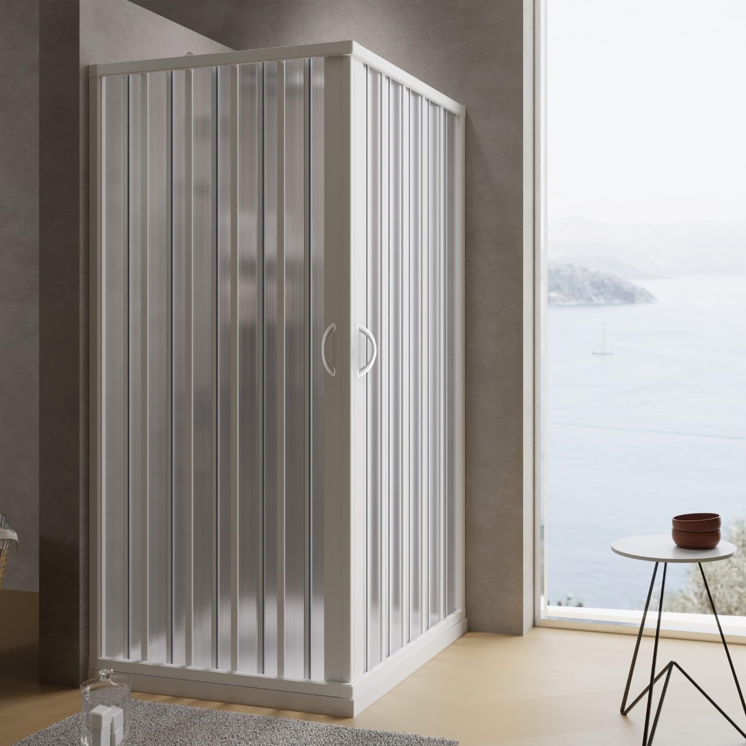 Box doccia a soffietto in PVC 75x75 cm H 185 mod. Aster con apertura centrale