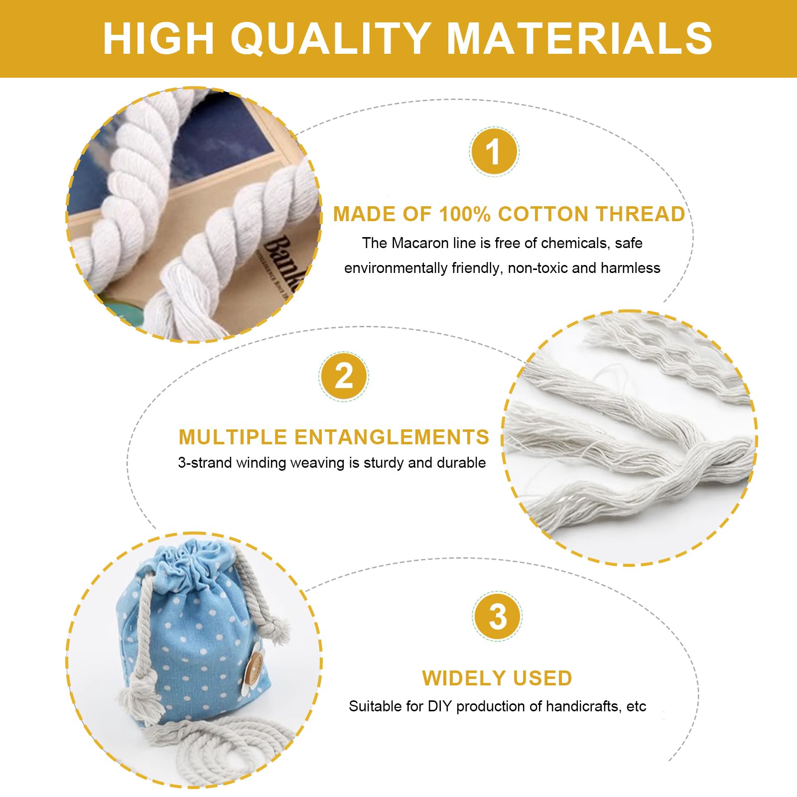 Corda Macramè Naturale - 10mm X 10m, Cotone Bianco, Per Lavoretti Fai Da Te, Acchiappasogni E Decorazioni - Foto 8