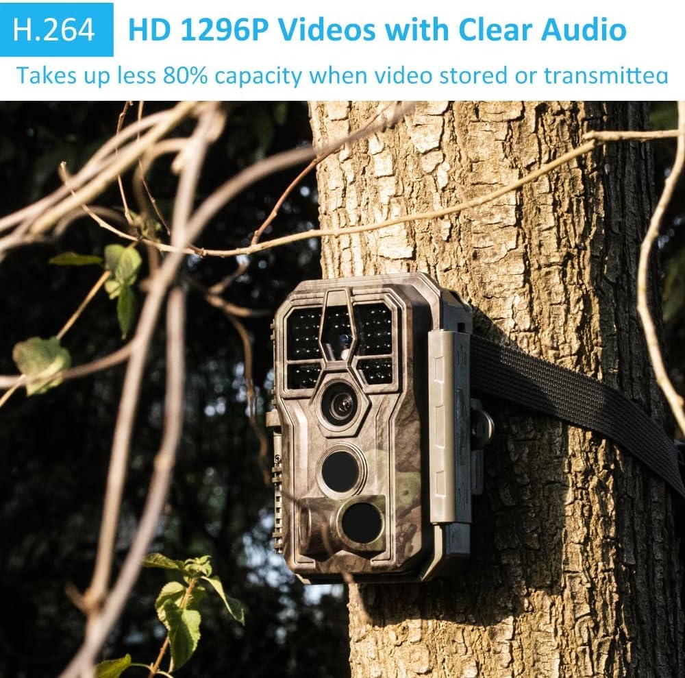 GardePro A5 Wildlife Camera 64MP 1296P H.264 Video Wildlife Camera with Motion Sensor Night Vision up to 30 m No-Glow Infrared Wildlife Camera Outdoor Waterproof Animal Camera