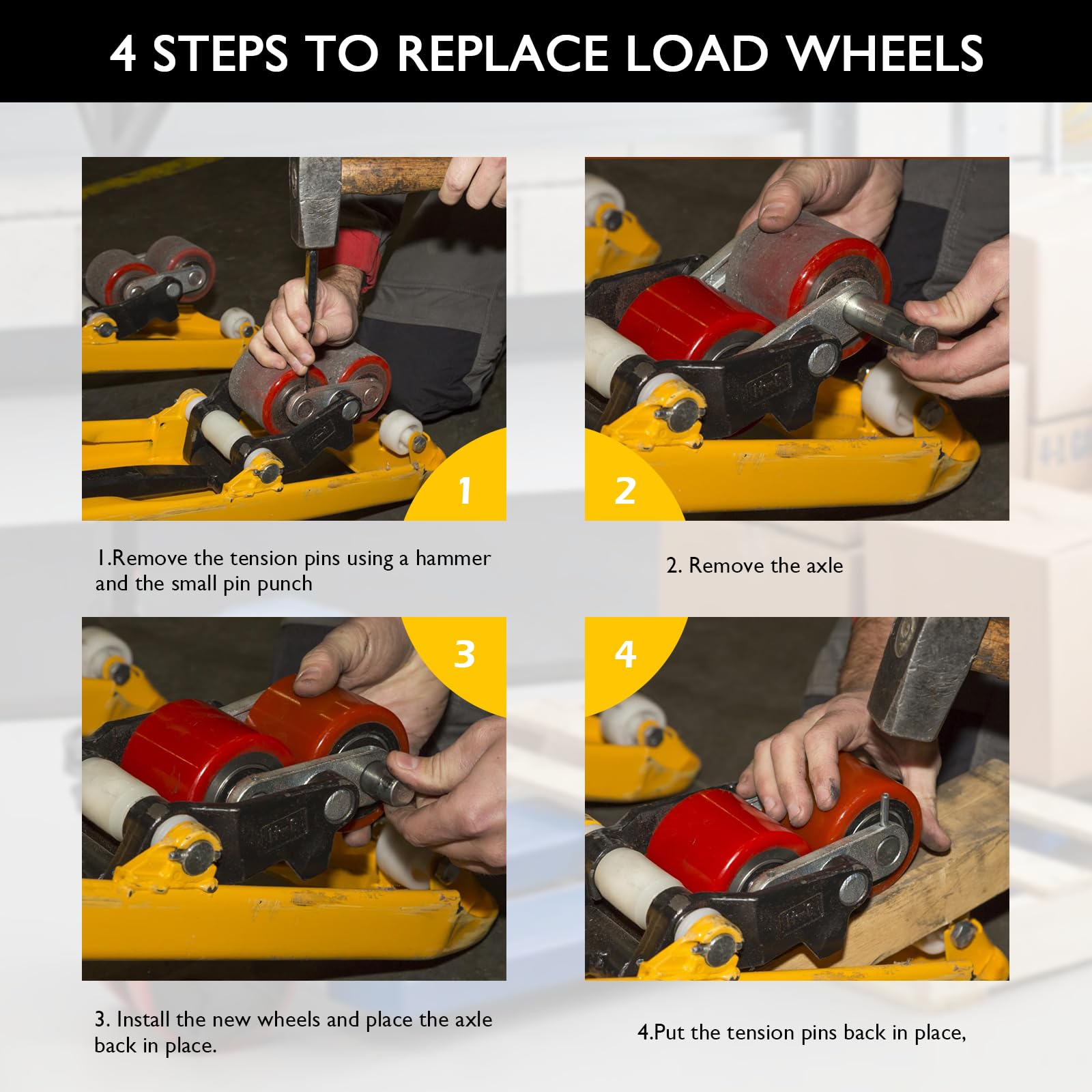 Pallet Jack/Truck Wheels Kit for Most Hand Pallet Jacks- Complete Set! — Amazon image 5