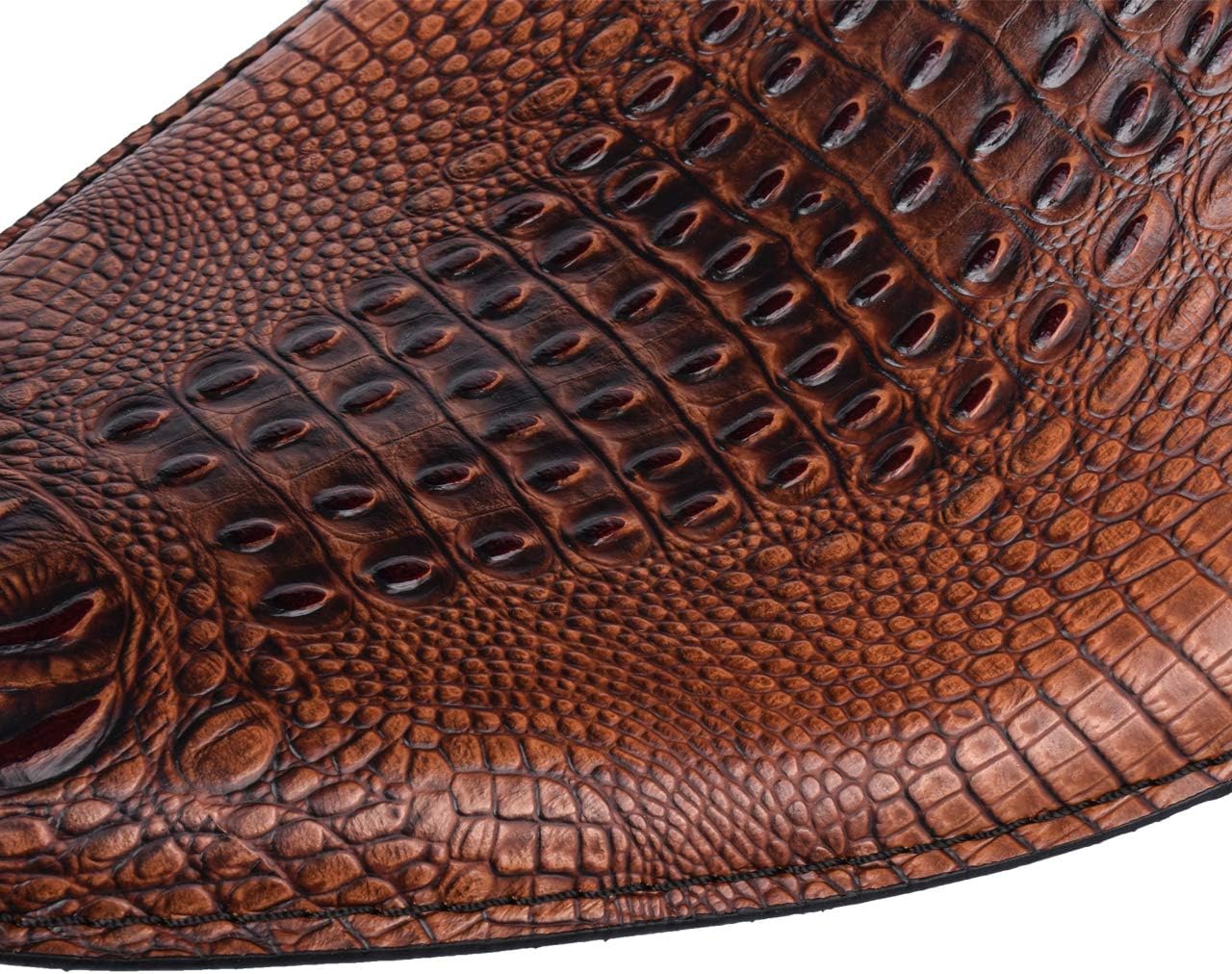 Universal Motorcycle Crocodile Leather Saddle Solo Seat Cushion Spring for Honda/Yamaha/Kawasaki/Suzuki/Bobber/Chopper (Brown)