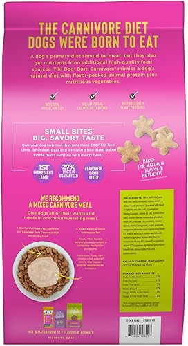 Miniatura 2 de Tiki Dog Born Carnivore para perros, receta sabrosa de cordero, guisantes y lentejas, croqueta horneada sin granos para una máxima nutrición, para