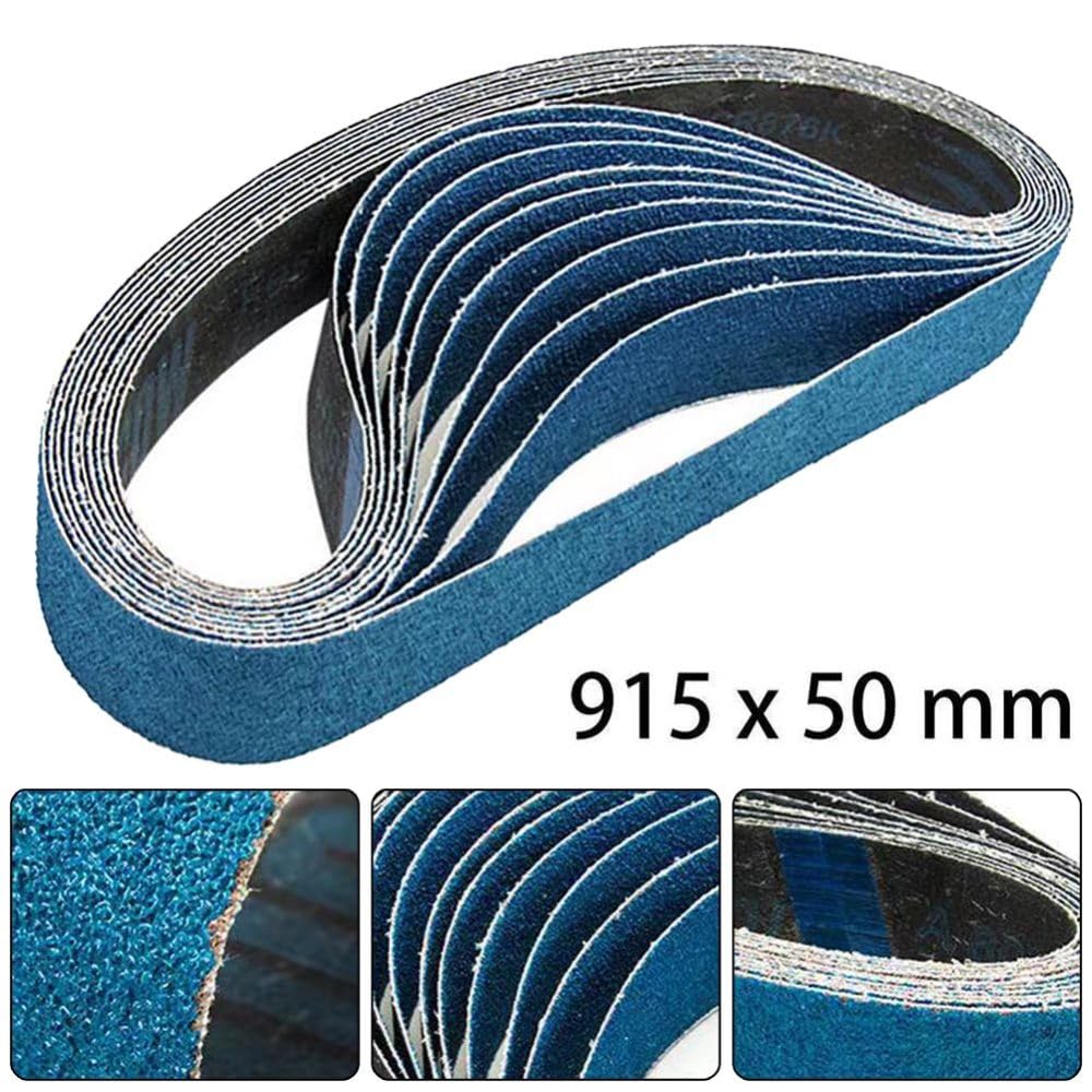 10 nastri abrasivi 915 x 50 mm, nastro abrasivo, zirconio, corindone, lucidatura, molatura, nastro abrasivo, grana 40-120, 10 pezzi, 40