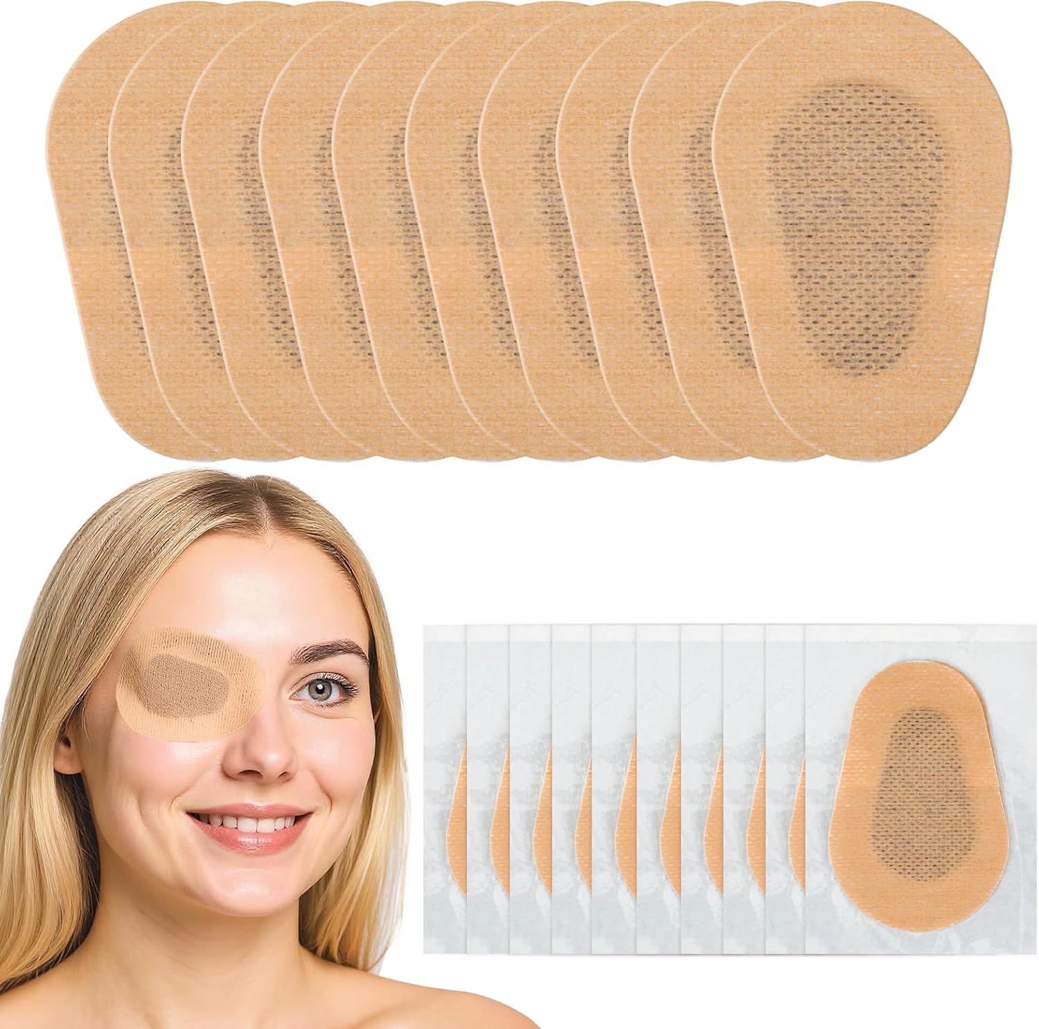 Sibba 20-Pack Disposable Medical Eye Patches for Adults - Breathable Non-Woven Adhesive Light Blocking Sleep Patches, 3.5x2.5" Eyepatch for Amblyopia, Lazy Eyes & Post-Surgery Care