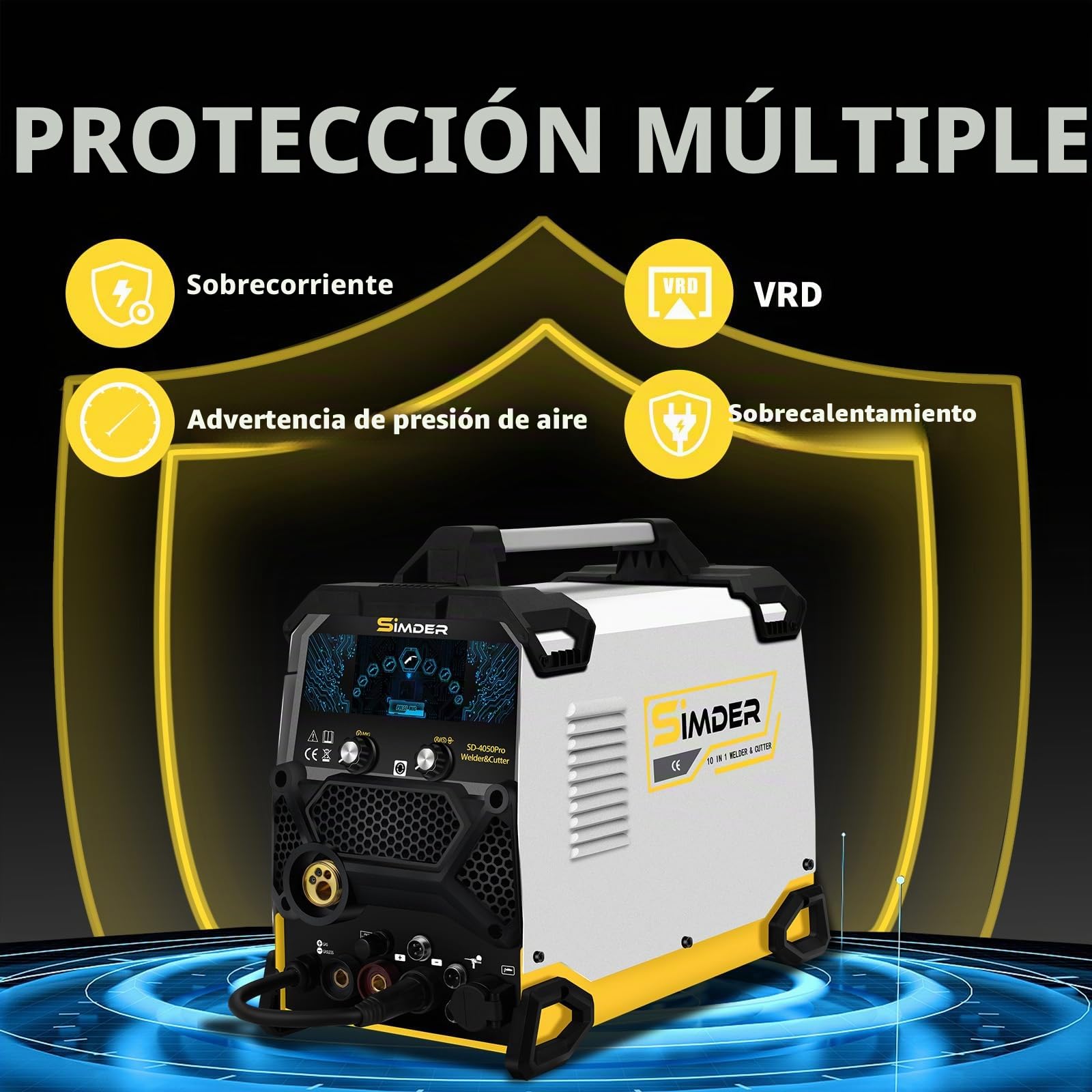 SSimder - Máquina de soldadura MIG de aluminio, 10 en 1, cortador de plasma 200 A