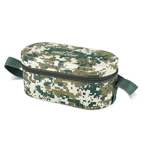 MILTON Executive Lunch Box, 2 Inner Steel Round Containers 280ml Each and 1 Microwave Safe Oval Plastic Container, 450ml with Insulated Bag, Office Tiffin, Leak-Proof, Easy to Carry, Army Green