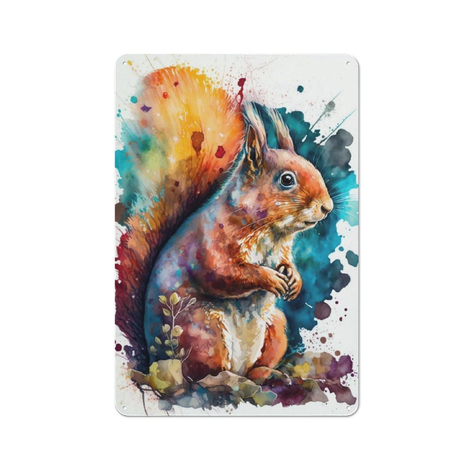 Junmoney Whimsical Squirrel Tin Sign 30X20cm, Vintage Pub Wall Decor For Bar, Kitchen, Garage Or Games Room, Small Accent For Blank Walls