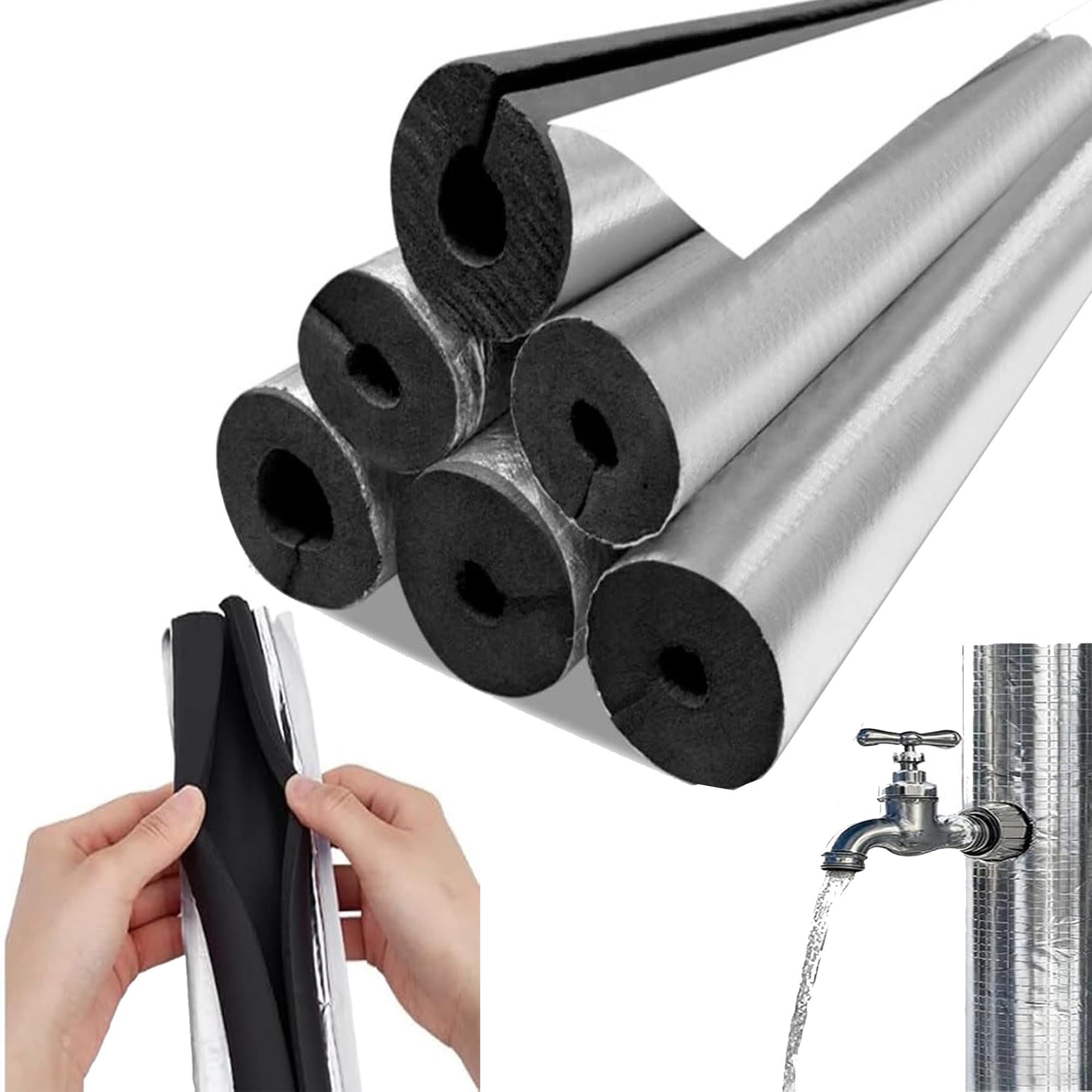 Guaina Isolante in Gomma Tubo Isolante in Schiuma Tubi in Schiuma Tubo Isolante Antigelo per Esterni Isolante Autosigillante Tubi Condizionatore per Tubi dell'Acqua Fredda e Calda (ID)110mm x (T)20mm