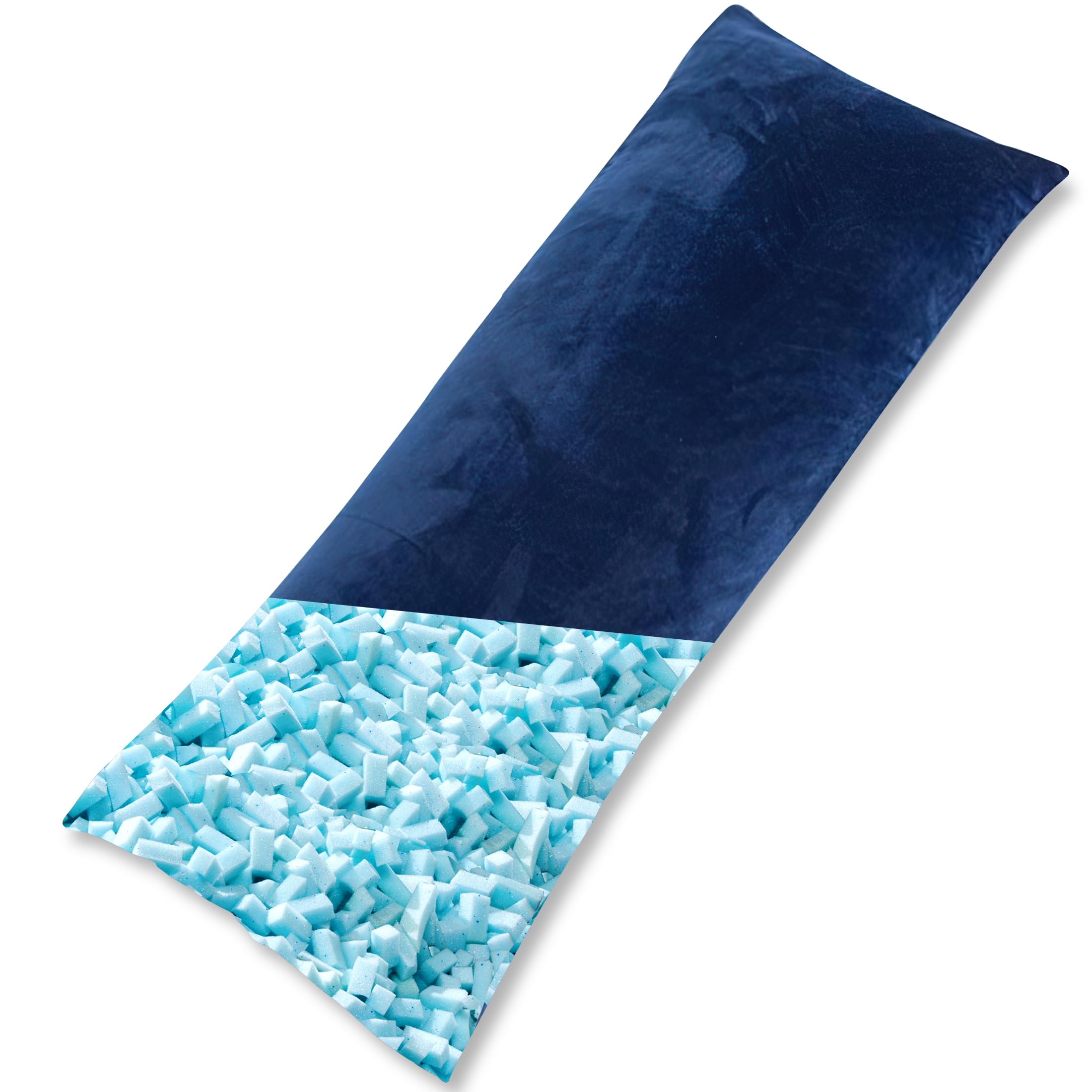 AS AWESLING Body Pillow for Adults, Full BodyPilllow for sleeping, Long Round Cervical Pillow, Bolster Pillow, Side Sleeper BodyPillow with Cover (BLUE-MEMORY FOAM, 152 x 50 CM)