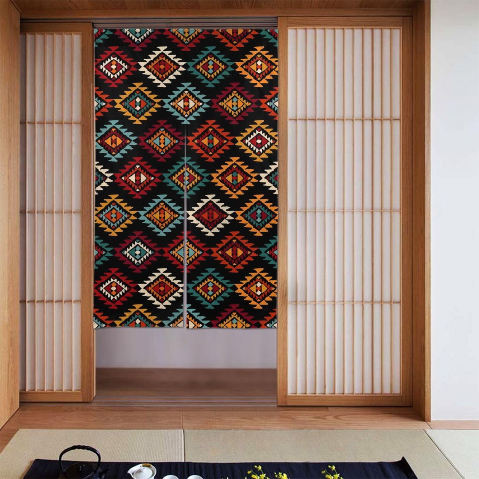 Lukiyys Western Southwestern Native American Aztec Ethnic Navajo Door Curtains,Doorways Curtains for Windows,Bedroom Divider 34"X 56"