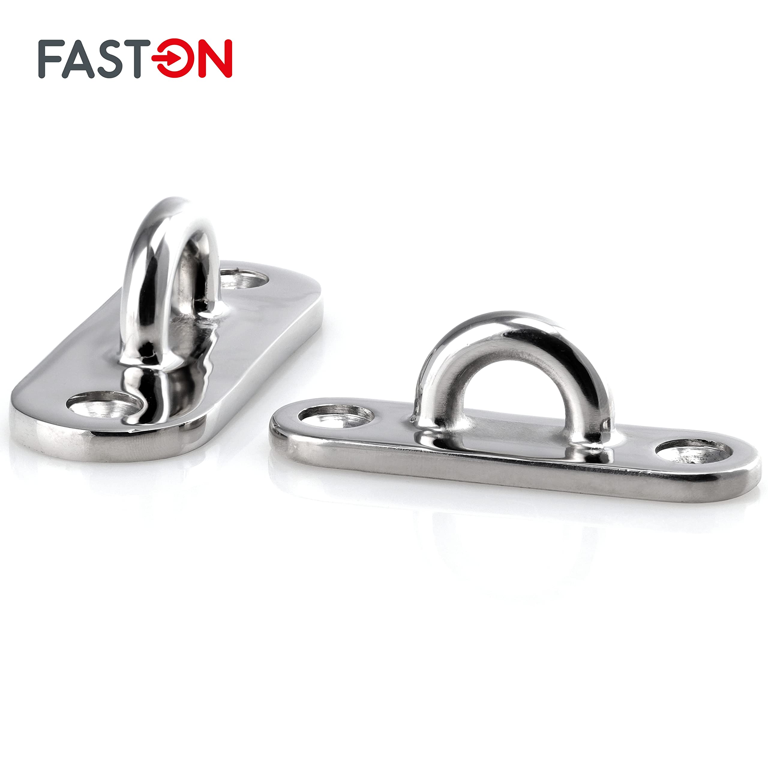 FASTON® Augplatte Oblong poliert Edelstahl A4 V4A Bügelplatte Deckauge Wandöse Befestigungshaken Ösenplatte Wandbefestigung Zurröse