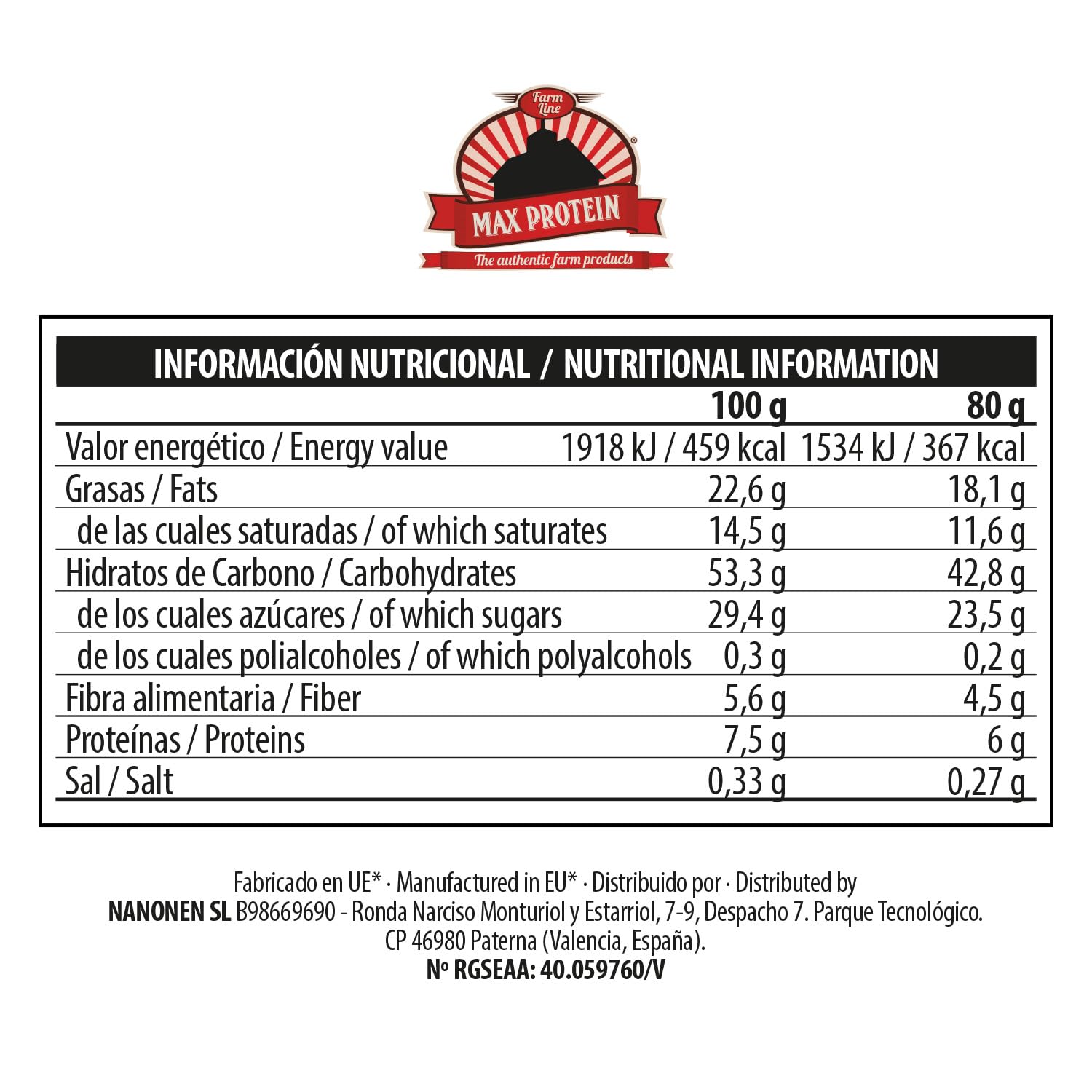 MAX PROTEIN - Barritas Energeticas FLAPMAX Conguitos Dark - Pack 20 Barritas x 80 gr - Barritas de Avena y Cacahuetes con Conguitos - Barrita Pre Entrenamiento o Sustitutivas