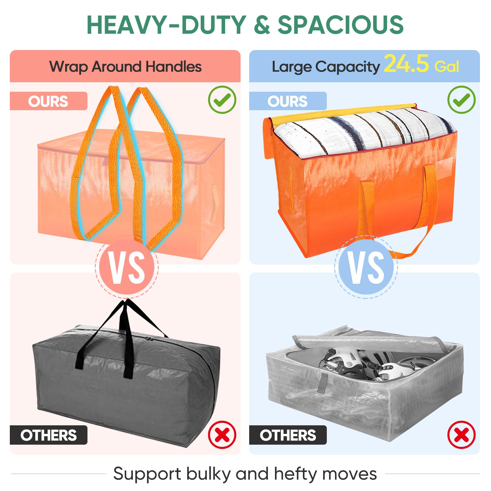 Extra Large Moving Bags Heavy Duty BALEINE 6-Pack Oversized Moving