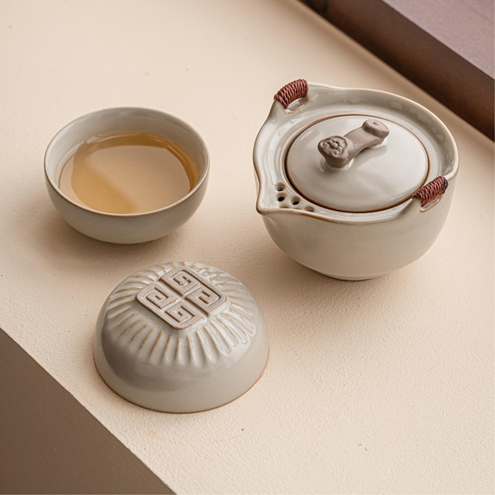 70 ml - 160 ml beżowy zestaw do herbaty Ruyao Quik Cup zestaw do herbaty na zewnątrz z filtrem do herbaty ze stali nierdzewnej -70 ml - 160 ml