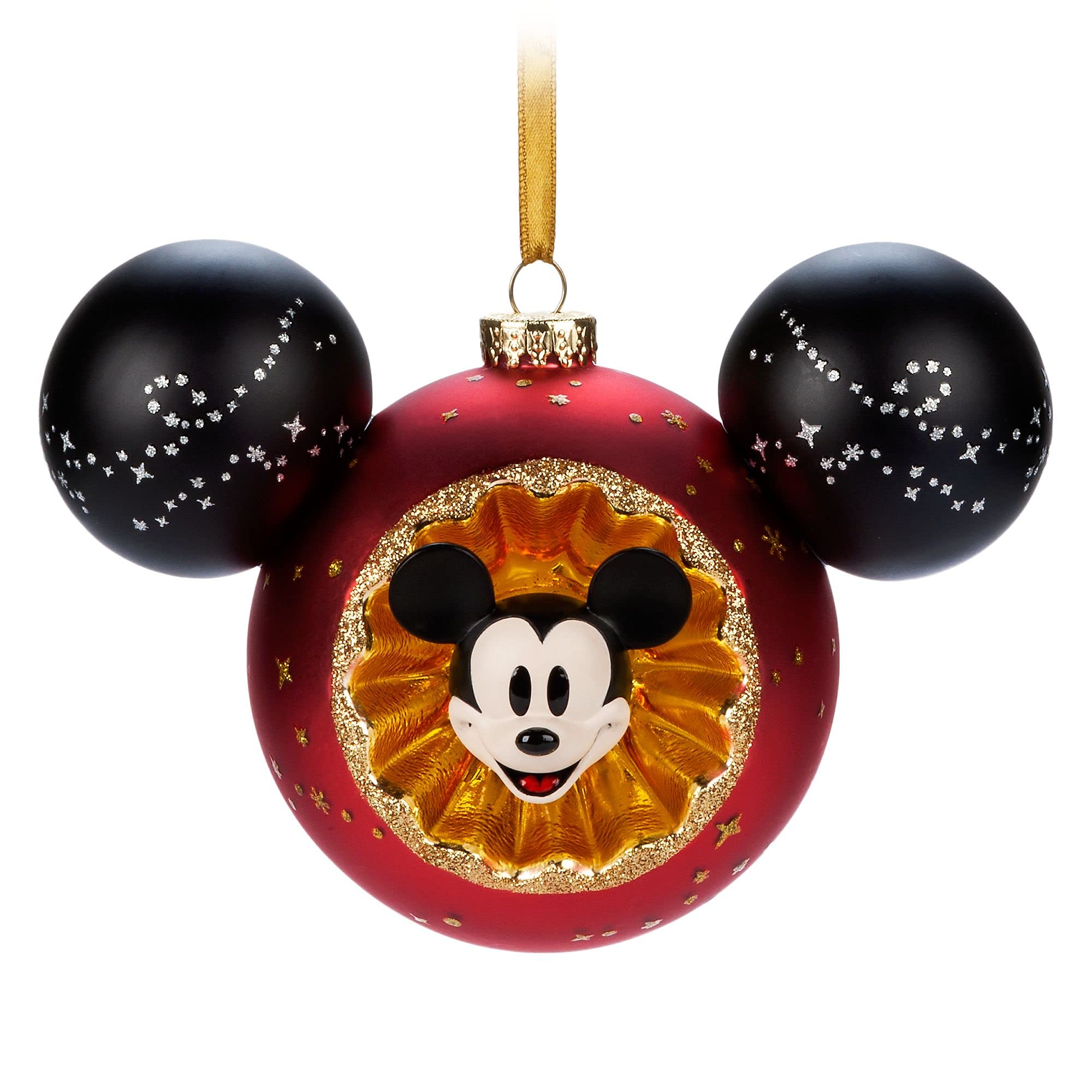 Disney Store Official Mickey Mouse Festive Hanging Ornament, 15cm/6”, Keepsake Tree Decoration, Sculpted with Painted Details Features Detailed Character Artwork