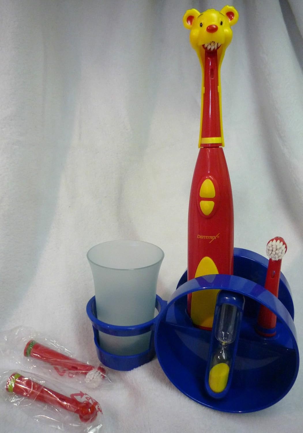 Dentitex Red/Yellow Animal Bear Head Children's Toothbrush Set