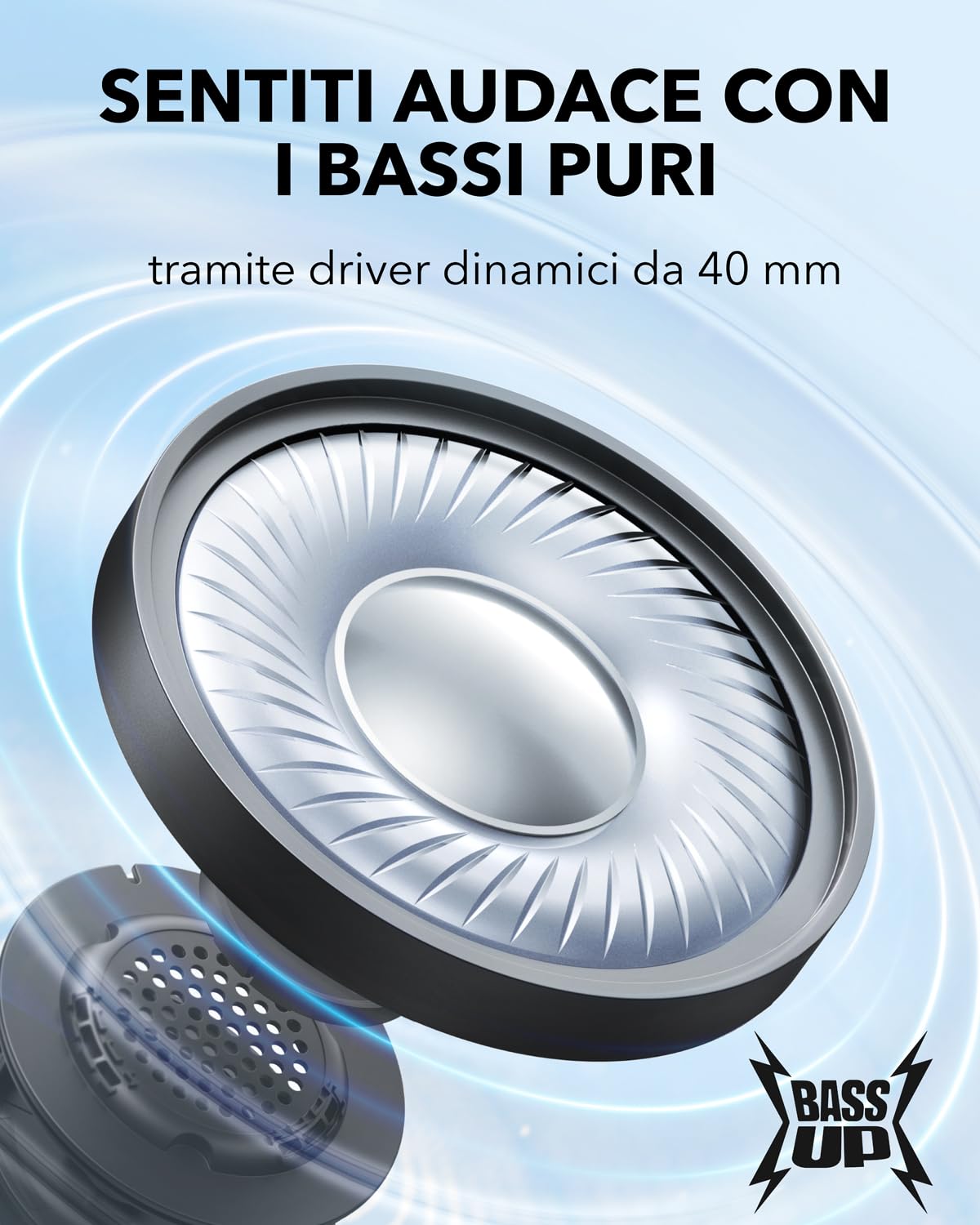 Soundcore Cuffie Bluetooth On-Ear H30i, Cuffie Wireless, Design Pieghevole, Bassi Puri, 60 Ore di Riproduzione, Bluetooth 5.3, Leggere e Confortevoli, Connettività con App, Connessione Multipunto