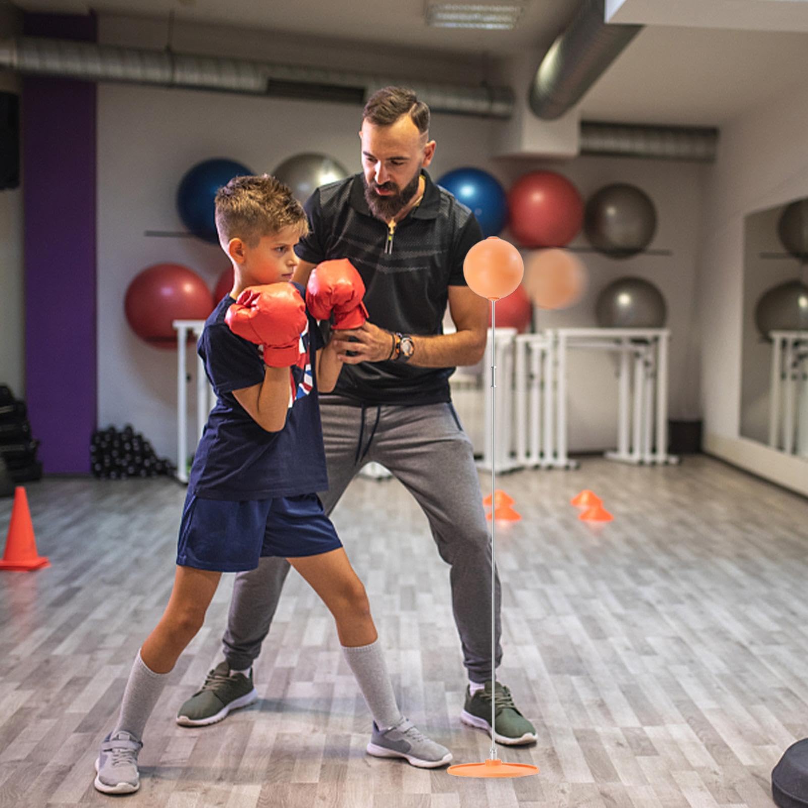 Sacco da sabbia riflettente – Punching ball per allenamento a casa | Accessori fitness regolabili in altezza, ideale per alleviare lo stress e l'allenamento di boxe, base stabile, borsa da allenamento