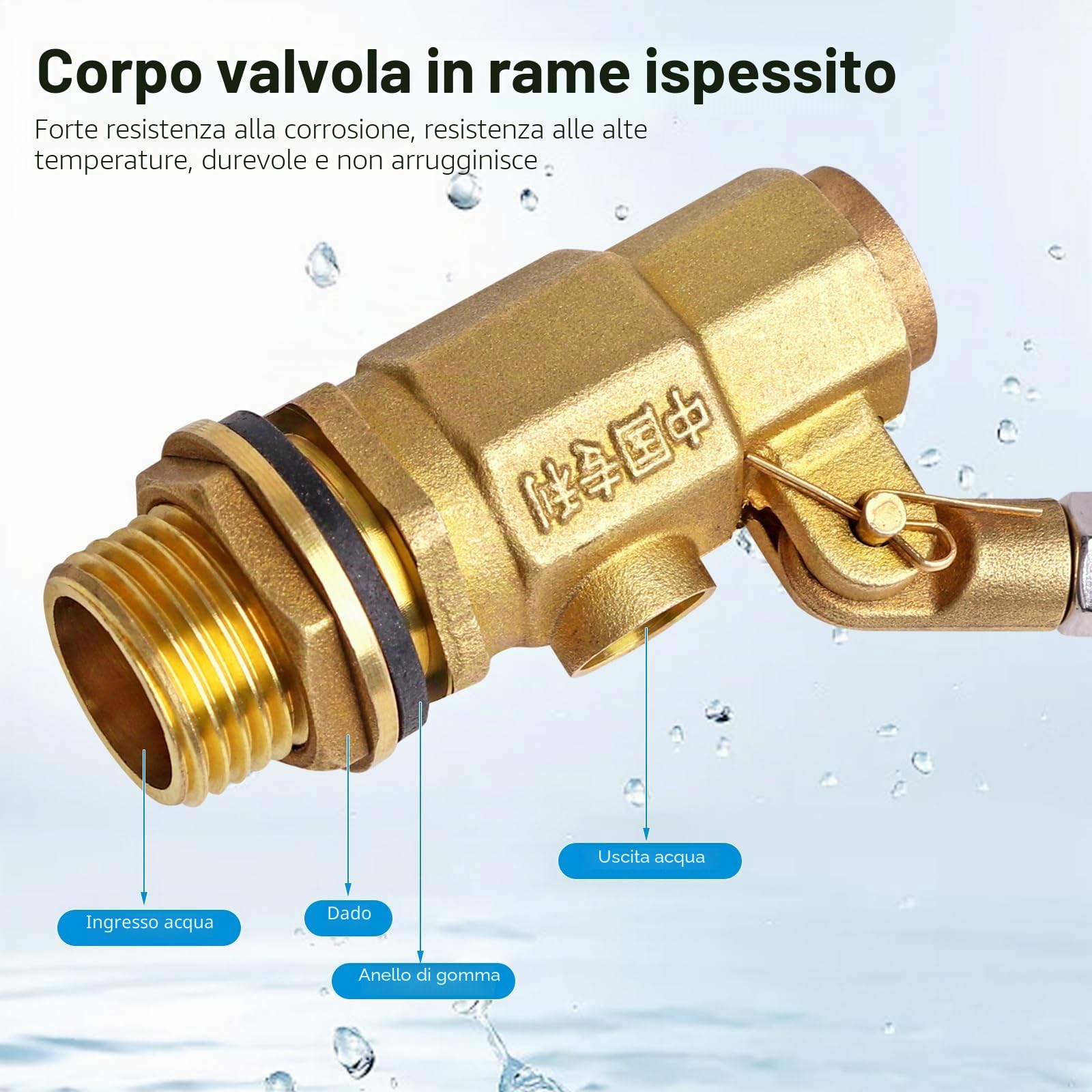 2Pcs 1/2 Pollice Ottone Galleggiante Valvola Galleggiante Acqua con Braccio Regolabile, Bestiame Acqua Serbatoio Galleggiante Valvola per Stagni Piscina Acquari