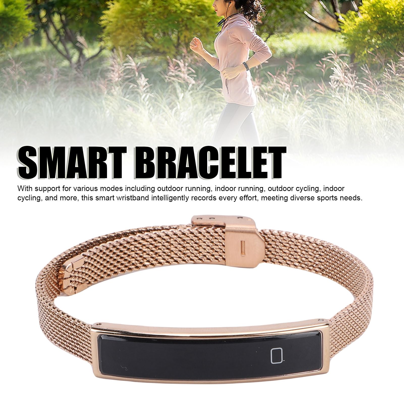 banapoy Bracelet Intelligent, Traqueurs de Fitness, Cadeaux pour Noël, Femmes et Hommes, Téléphone Bluetooth, Obturateur à Distance, étanche pour la Course à Pied, Le Cyclisme (Gold)