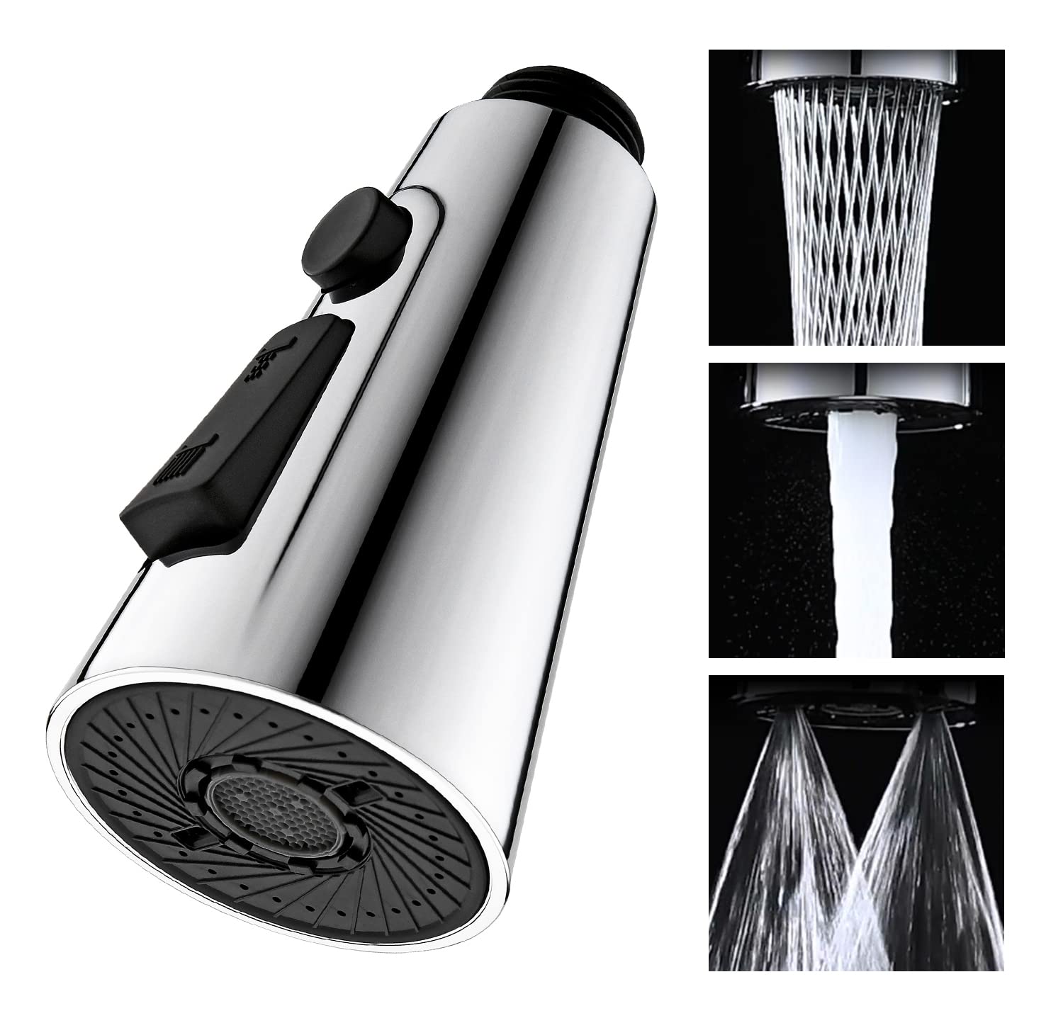 KelicaKitchen Faucet Spray Head Replacement for Pull Down Kitchen Faucet, Fishing net Kitchen Sink Sprayer Nozzle, Chrome