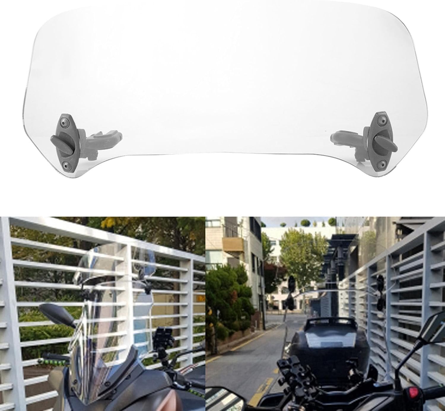 for Motorcycle Windshield Extension Clips Gorgeri Universal Windshield Windscreen, Motorcycle Modified Windscreen Windshield Spoiler Air Deflector(Transparent Small)