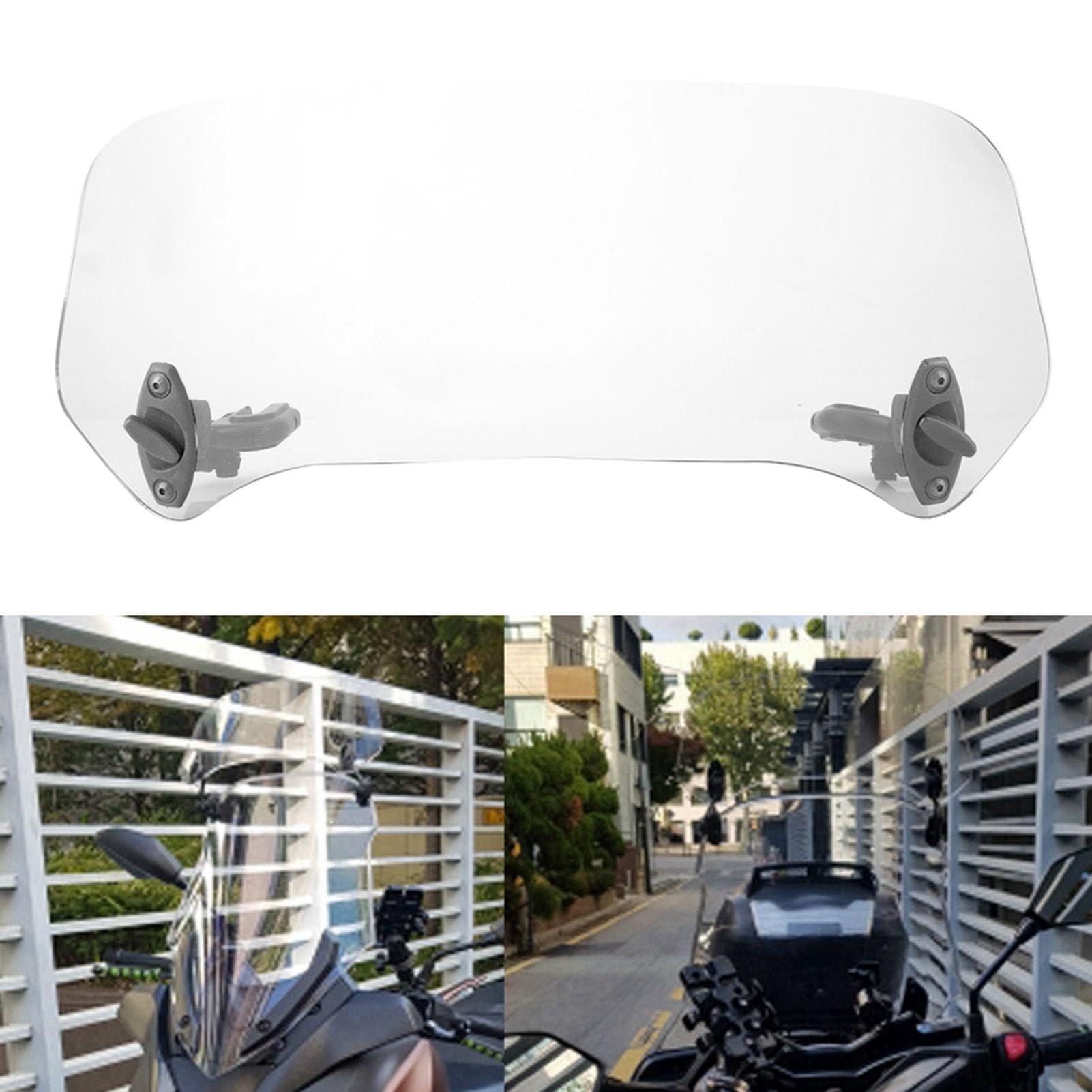 Pare-Brise et déflecteurs de Moto, déflecteurs pour Moto becquet déflecteur d'air Spoiler de Pare-Brise Universelle Modifiée Clip Réglable sur Déflecteur Vent Ajustables Extension (Transparent)