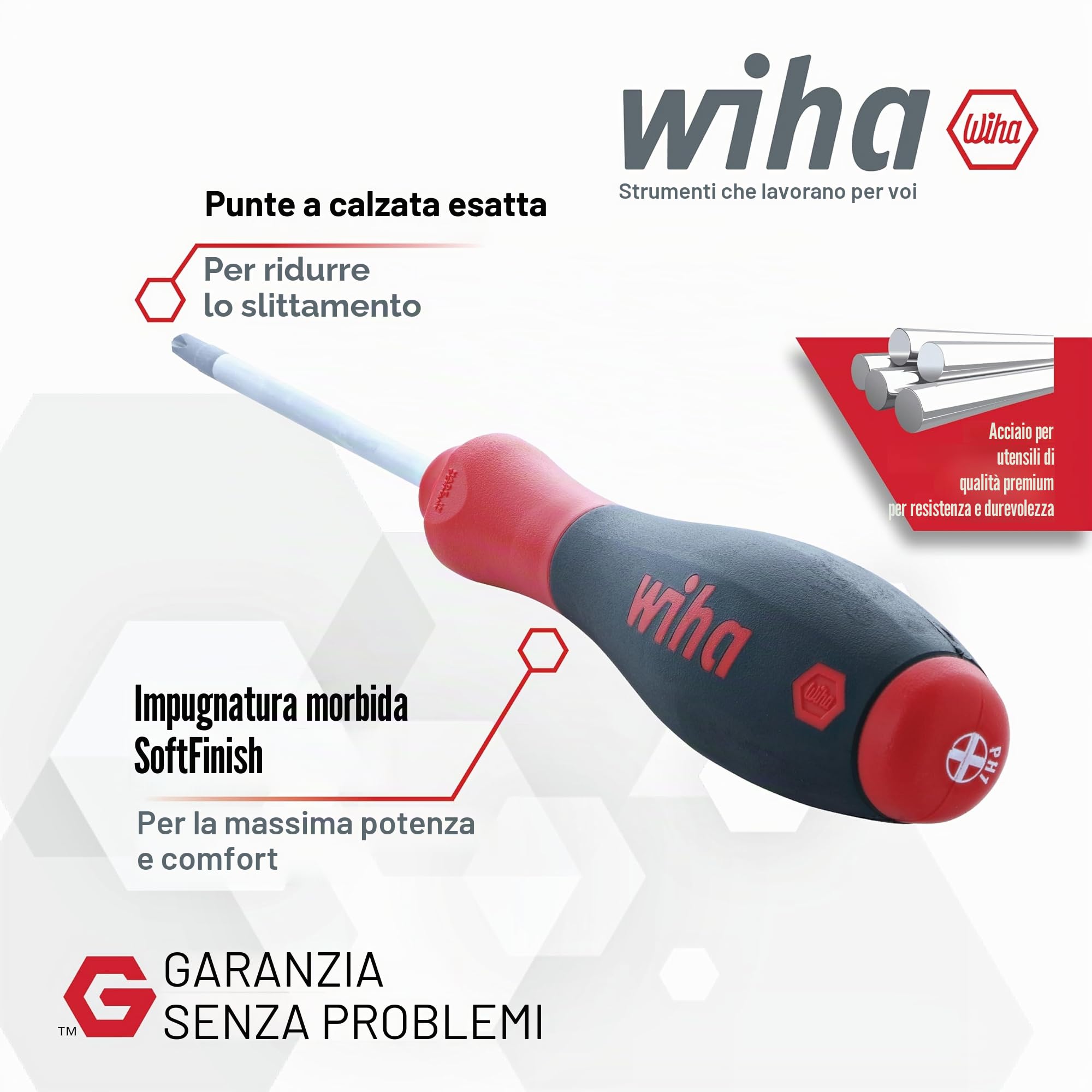 Wiha 30280 - Set di 10 cacciaviti SoftFinish con impugnatura morbida