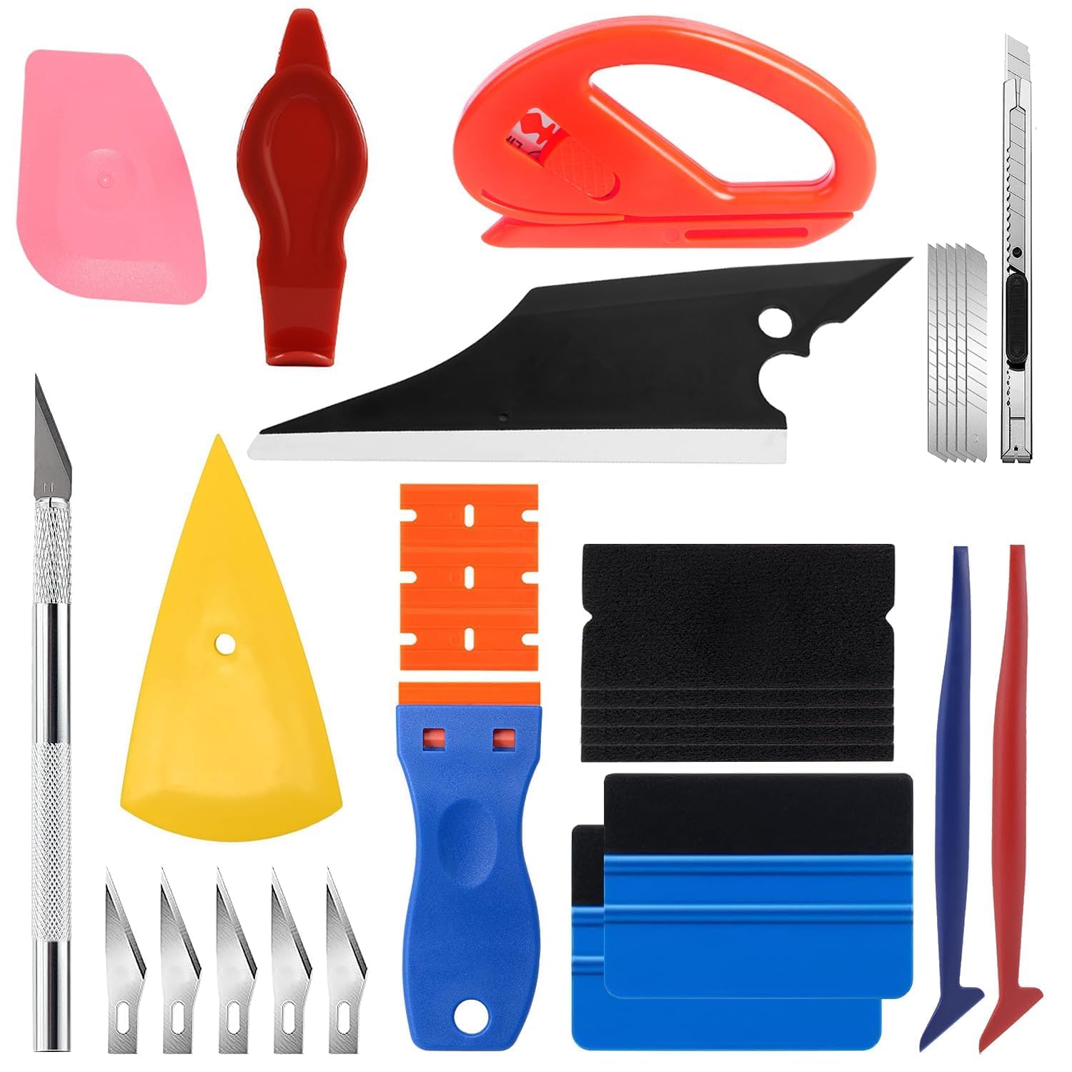 [Upgrade] Window Tint Kit Tools for Cars, Window Tint Squeegee, 35 PCS Vinyl Wrap Tool Kit, Window Film Application Kit for Cars Film Installation, Car Wrap Kit (35 Pcs)