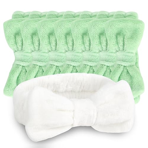 CIEHER 8 diademas de spa para despedidas de soltera, 1 diadema blanca + 7 verde para dama de honor, regalos de despedida de soltera para novia,