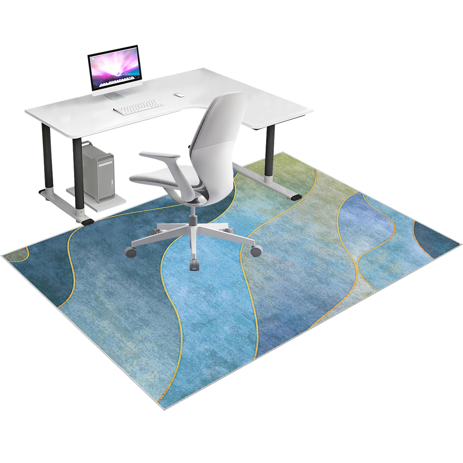 Qesjodfu A-1108 Hard Floor Protection Mat, Office Chair Mat For Hardwood/Tile Floor, Computer Gaming Chair Mat, Under Desk Office Gaming Rug, Carpet Protector Chair Mat Easy-Clean Floor Protector Mat 70 X 100 Cm