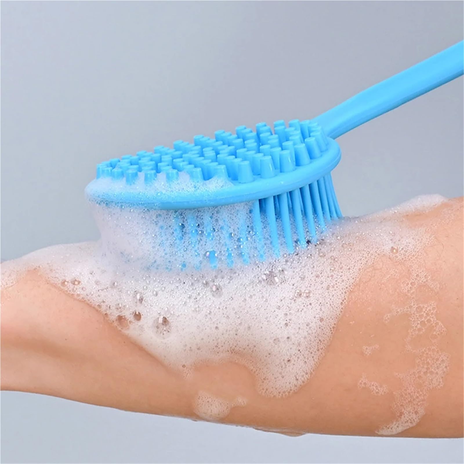 RüCkenbüRste 2Pcs Silikon Lange Griff Bad Pinsel Zurück Wäscher Weichen Borsten Körper Peeling Massage Pinsel Dusche Waschen Bad Lieferungen Zum Baden(Gray)