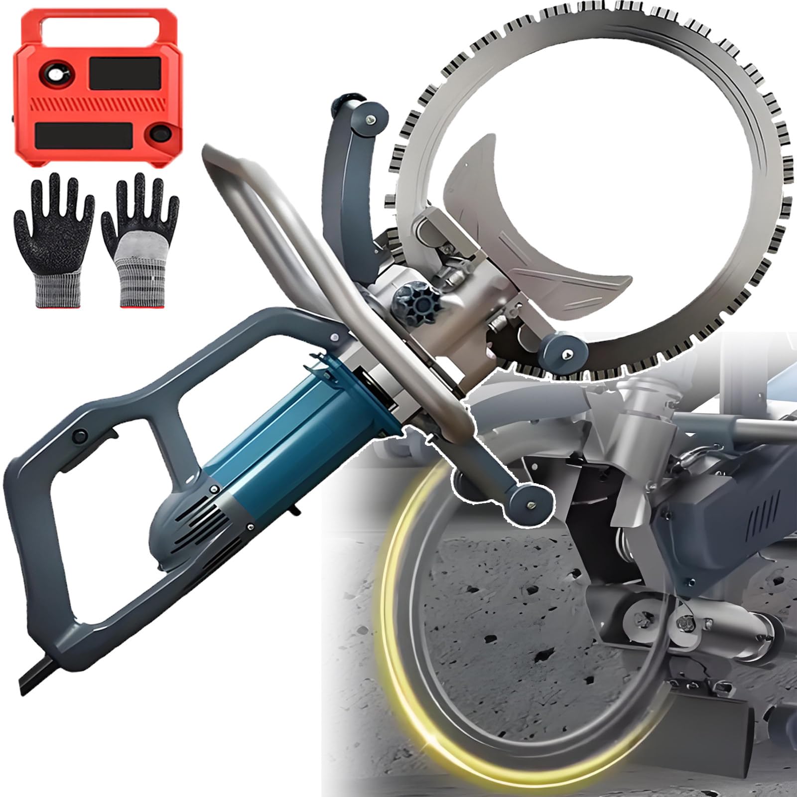 ErShangMao Professional Electric Concrete Circular Saw Machine - 8800w/3000rpm Brushless Motor,Visual Water Pump Kit,Multi-Blade Compatibility For Road/Window/Door Renovations Cutting40cm