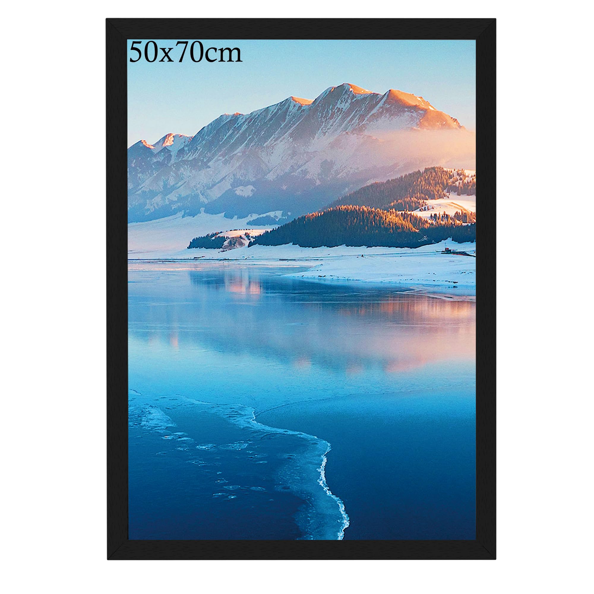 Marco de fotos de madera negro, 50 x 70 cm, DIN para impresión de pared, decoración de dormitorio y sala de estar