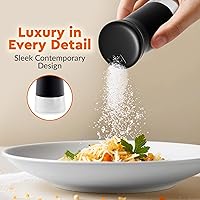 Vista 3 de HOME EC Juego Original de Saleros y Pimenteros con Orificios de Vertido Ajustables - Salero y Pimentero Negro y Blanco - Dispensador de Especias